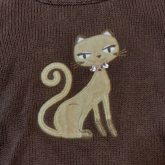 5/6 Brown Cat Gymboree Sweater Thick Heavy Warm - Picture 4 of 5